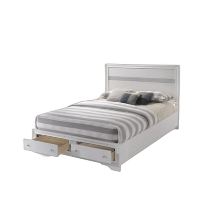 Homeroots White and Gray Wood Queen With Two Drawers Bed Frame 376959
