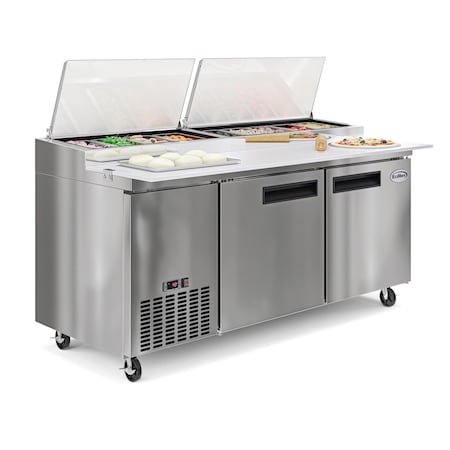 Koolmore 71 in. Two Door Commercial Pizza Prep Refrigerator in Stainless-Steel KM-RPPS-2DSS KM-RPPS-2DSS