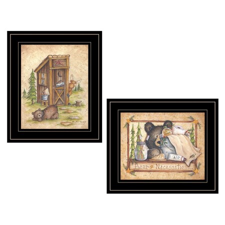 Homeroots Set Of Two Bear or Still Waiting 2 Black Framed Print Wall Art, 2PK 406020