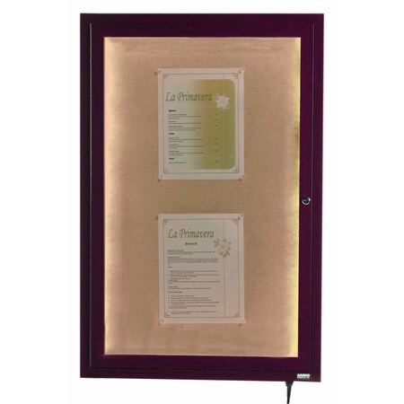 Aarco Indoor/Outdoor LED Lighted Display Case w/ Cherry Wood-Look Finish, 36''Hx24''W LWL3624C