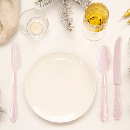 Smarty Had A Party Pink Baroque Disposable Plastic Cutlery Set - 480 Spoons, 480 Forks and 480 Knives, 1440PK 8330-PNK-CS-CASE