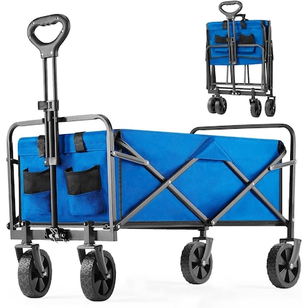 Healsmart 220LBS Collapsible Foldable Wagon Cart, Large Capacity Garden Beach Cart with All-Terrain 3A88GLCARTGARDEN220BLU