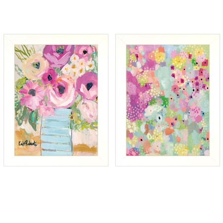 Homeroots Set Of Two Floral Designs White Framed Print Wall Art, 2PK 406063