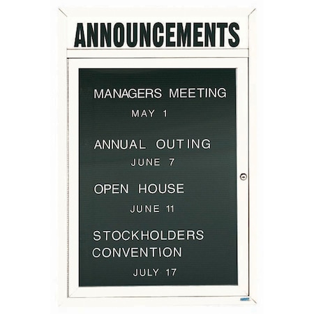 Aarco Outdoor Enclosed Directory w/ Al Frame Header, Powder Coated White, 36''Hx24''W OADC3624HW