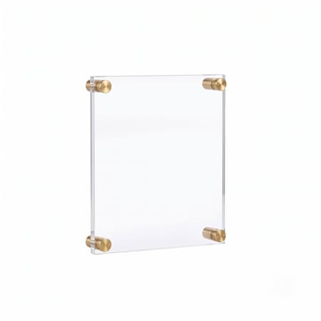 Azar Displays Floating Acrylic Wall Frame with Gold Stand Off Caps: 8 in x 10 in Graphic Size, Frame 12 in x 14 in 105588-GLD