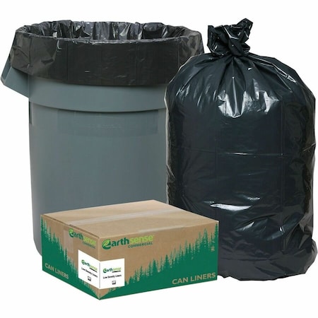 Earthsense Commercial 10 gal Trash Bags, 24 in x 23 in, Heavy-Duty, 0.85 mil, Black, 500 PK RNW2410