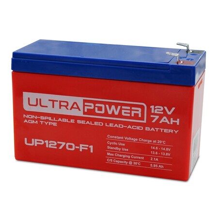 Ultrapower 12V 7Ah F1 AGM Battery Upgrade for URideon 4 Wheeler Quad for Kids Ride-On Toy UP1270-F1
