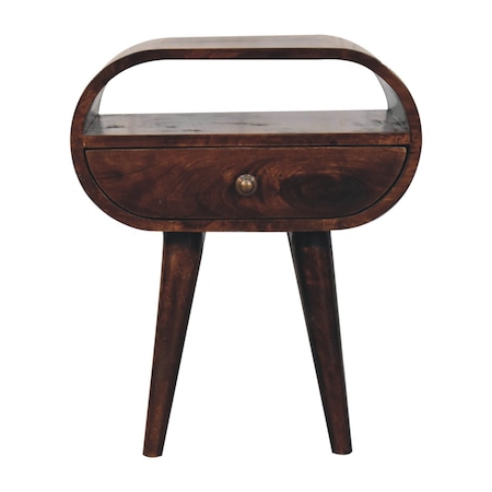 Homeroots 21" Walnut Solid Wood Oval One Drawer Nightstand 651584