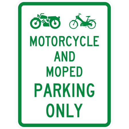 Lyle Motorcycle And Moped Parking Only with Graphics, 18x24, High Intensity Prismatic, White G-10412-HI_18x24