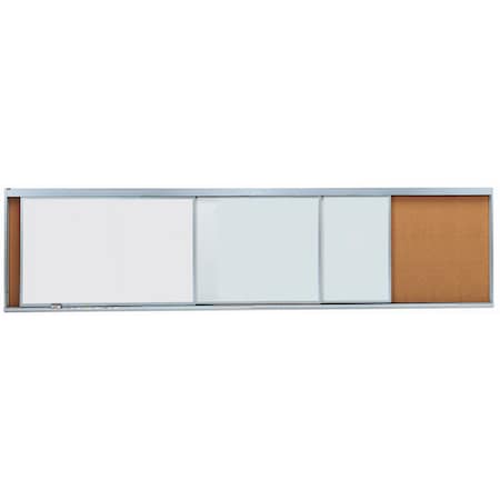 Aarco Horizontal Sliding Unit, w/ 3 Tracks, Green Porcelain Chalkboard Panel, 48''Hx192''W HSU416-3C