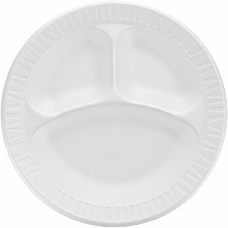 Dart Foam Plate, 3Comprtmnt, 10-1/4", Whte, PK500 DCC 10CPWCR