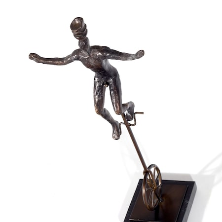 Homeroots 16" Bronze Resin Unicycle Man Tabletop Sculpture 574103