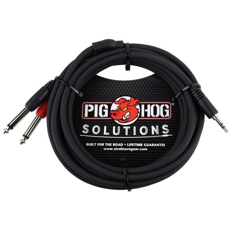 Pig Hog 10-Feet Stereo Breakout Cable, 3.5mm to Dual 1/4-in PB-S3410