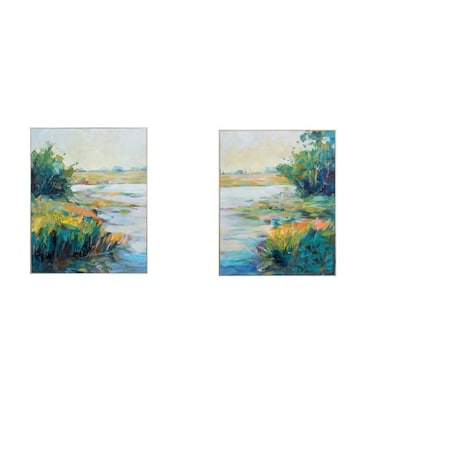 Homeroots 24" X 30" Ligth Wood Toned Frame Marsh Colors, Set Of 2, 2PK 365639