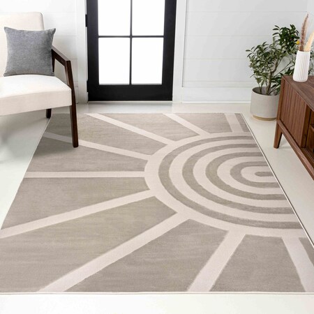 Jonathan Y Aelius MidCentury Scandinavian Abstract Sun Two-Tone High-Low Beige/Cream 4 ft. x 6 ft. Area Rug SND101A-4