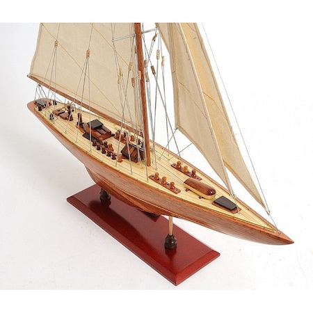 Homeroots 31" Wood Brown Endeavour Yacht Hand Painted Sculpture 402008