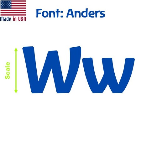 Aacc Self-Adhesive Vinyl Letter: w, Scale: 16 in. Color: Blue Font: Anders by, 4PK AACC-Anders-lw-Blue-I16x4