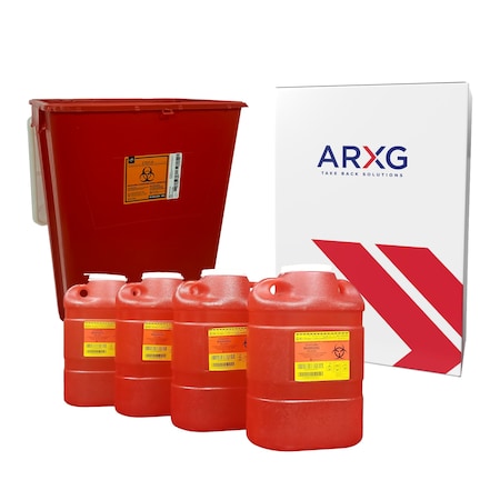 Arxg 18gal Mail-In Take Back Sharps Container with 2gal Sharps Containers Bundle, 4PK NS 5642