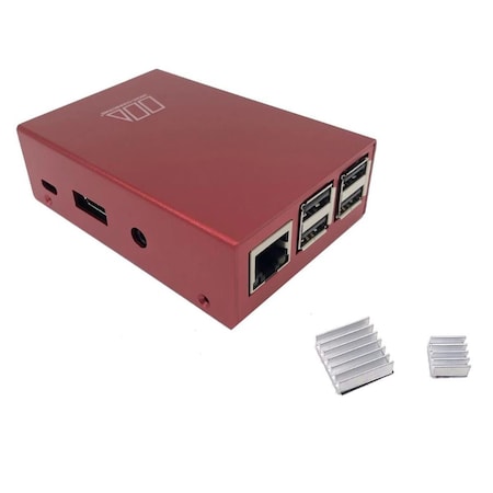 Micro Connectors Aluminum Raspberry Pi 3 Model B B Plus Case - Red RAS-PCS03-RD