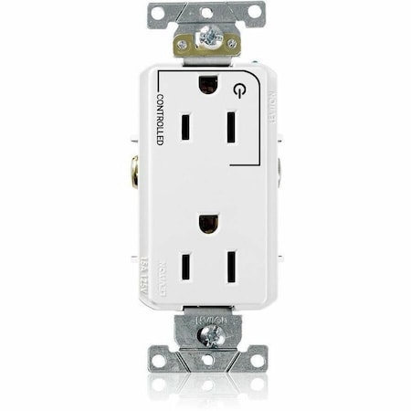 Leviton Controlled Decora Plus Duplex Receptacle 15 Amp, 125 Volt 16252-1PW