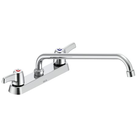 Delta Commercial 26C3 Two Handle 8 In Cast Deck-Mount Faucet In Chrome 26C3233-S8