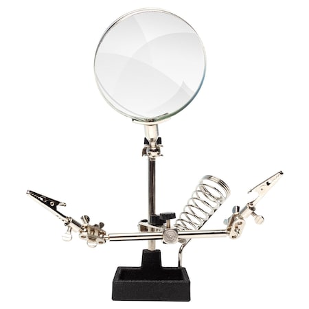 Multicomp Pro Helping Hand, Large Glass Magnifier, Soldering Irons, 3X Magnification, 3.54in. Dia Lens MP012468