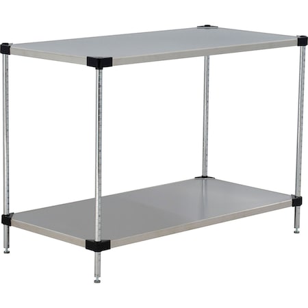 Global Industrial Nexel 2 Shelf, Stainless Steel Solid Shelving Unit, Starter, 48"W x 18"D x 34"H B3152573