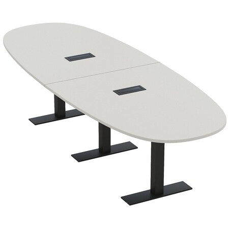 Skutchi Designs 10ft Boval Conference Table With Power | Harmony Series | 10 Person Meeting Room Table HAR-BOVL-48X120-T.BK-U779-EBLK