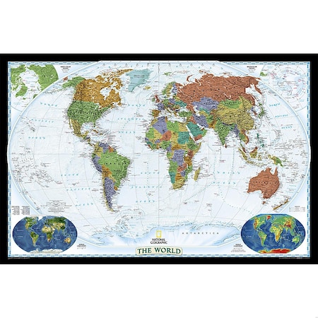 National Geographic World Decorator Map, Laminated, 46'' x 30.5'' RE00622079