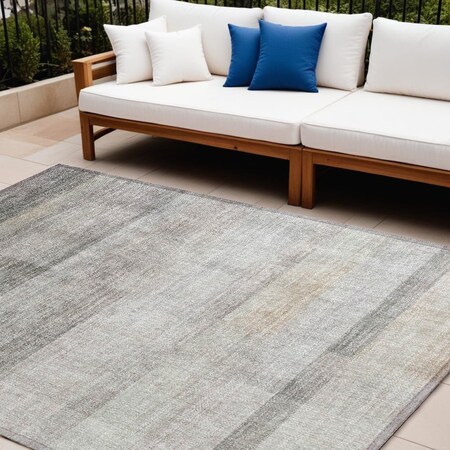 Homeroots 9' X 12' Taupe Ombre Washable Non Skid Indoor Outdoor Area Rug 563680