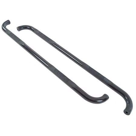 Big Country With Step Pads, 3 Inch Round Bent, Powder Coated, Black, Steel, Without End Caps, Frame Body 372021