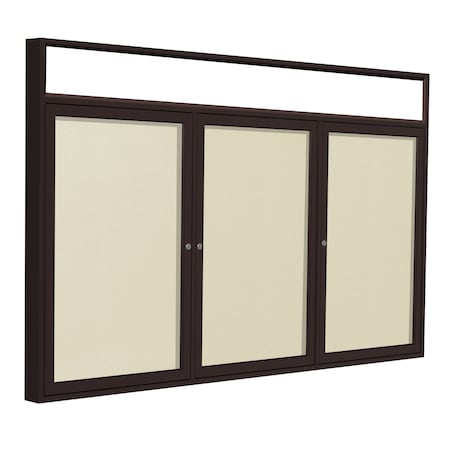 Ghent 48'' x 72'' Enclosed Vinyl Board, 3-Doors, Bronze Aluminum Frame, Illuminated Headliner, Ivory PBVLX9-185