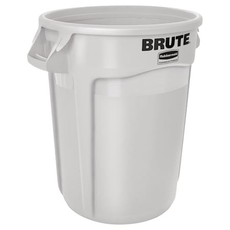 Rubbermaid Commercial BRUTE 32 gal Round Heavy Duty Plastic Can, White, None, Plastic, Not Applicable FG263200WHT