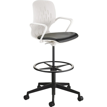 Safco Chair, 28-3/4 in W 28-3/4" L 49" H, Adjustable, Plastic Seat 7014WH
