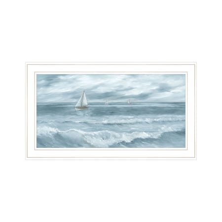 Homeroots Three Sailboats White Framed Print Wall Art 529949