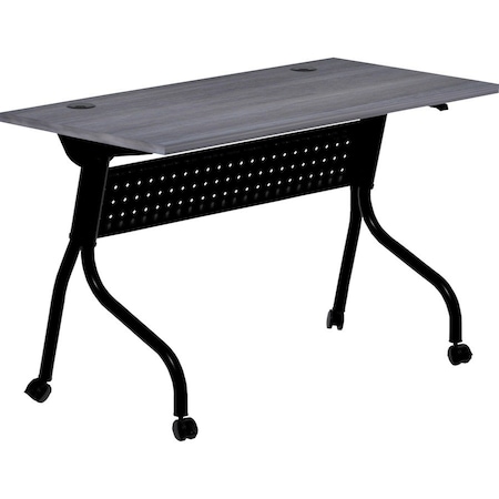 Lorell Rectangle Lorell Charcoal Flip Top Training Table, Melamine Top, Charcoal 59489