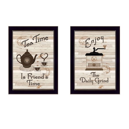 Set Of Two Enjoy Tea Time 2 Black Framed Print Kitchen Wall Art, 2PK