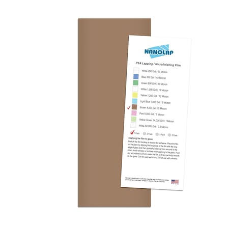 Nanolap PSA Lapping Film, 1 Pc 5 Micron (4,000 Grit), 4-0.25 in x 11 in Microfinishing Fine Sanding Paper 61560N