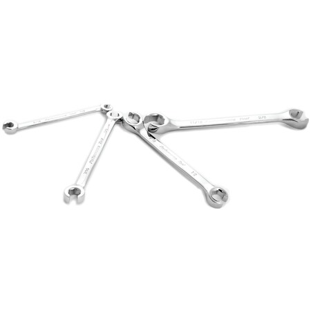 Performance Tool 4 pc. SAE Flare Nut Wrench Set, Chrome Alloy Steel, 15 Degree Offset W30430