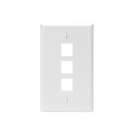 Leviton 3-Port Wallplate Unloaded, 1-Gang Use W/Snap-In Modules, Quickport WH 41080-3WP