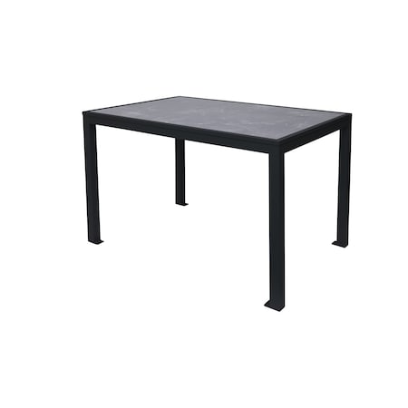 Bfm Seating Surf Inlay 4-Leg Bolt-Down Table 32x48 - Pietro Top - Black Frame - Umbrella hole optional PH4L3248PRBL