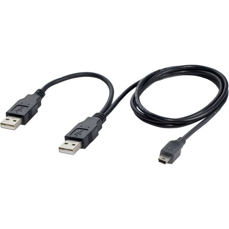 Syba Multimedia Double Strength USB Y Cable Combines Two Type-A Ports into a Mini-b 5-Pin, Black CL-CAB20042
