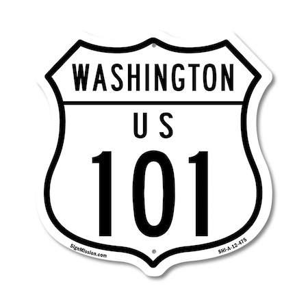 Signmission Washington Route Marker Shield Sign Us 1, 12 Inch X 12 Inch, Aluminum Metal Sign SHI-A-12-475