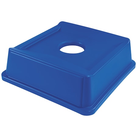 Rubbermaid Square Recycling Bottle and Can Lid - 35 & 50 Gallon, Blue RUB153BLBLU