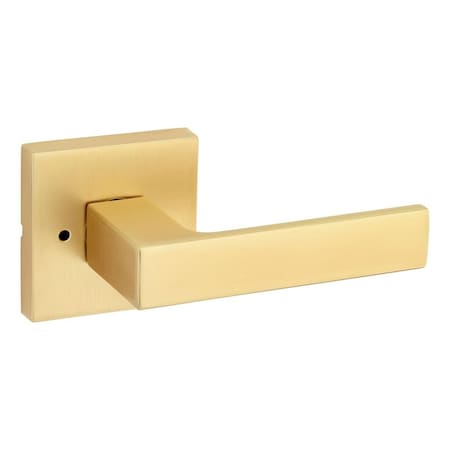 Kwikset Singapore Lever with Square Rose Privacy Door Lock with 6AL Latch and RCS Strike Satin Brass Finish 730SALSQT-4