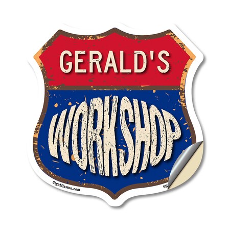Signmission Gerald's Workshop, 12 Inch X 12 Inch, Vinyl Decal SHI-D-12-489-GERALD