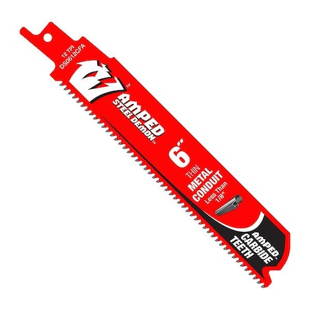 Diablo Tools 6 Inch 12 TPI Carbide Teeth Reciprocating Saw Blade for Thin Metal, 3 Pack - DS0612CFA3