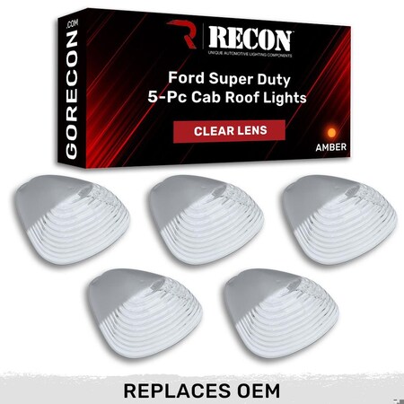 Recon 99-14 FORD SUPER DUTY/EXCURSION CLEAR CAB ROOF LIGHT LENS (5PC) 264142CL