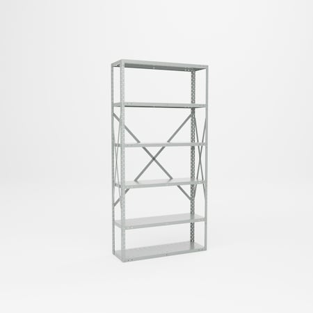 Pucel Bin Shelving Rack, 6 Shelves, 36 in W x 73 in H x 12 in D, Black BR-1236-6-0