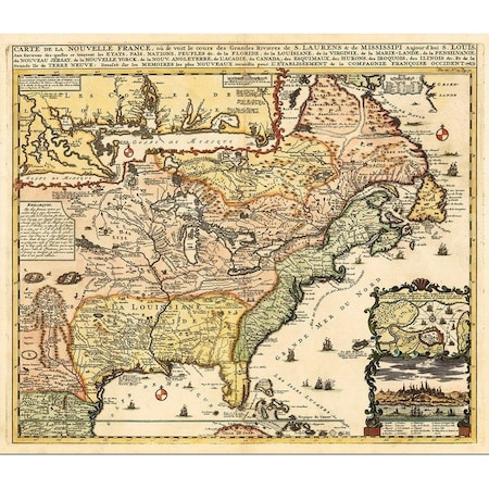 Homeroots 20" X 24" Vintage 1718 Map Of New France 391944